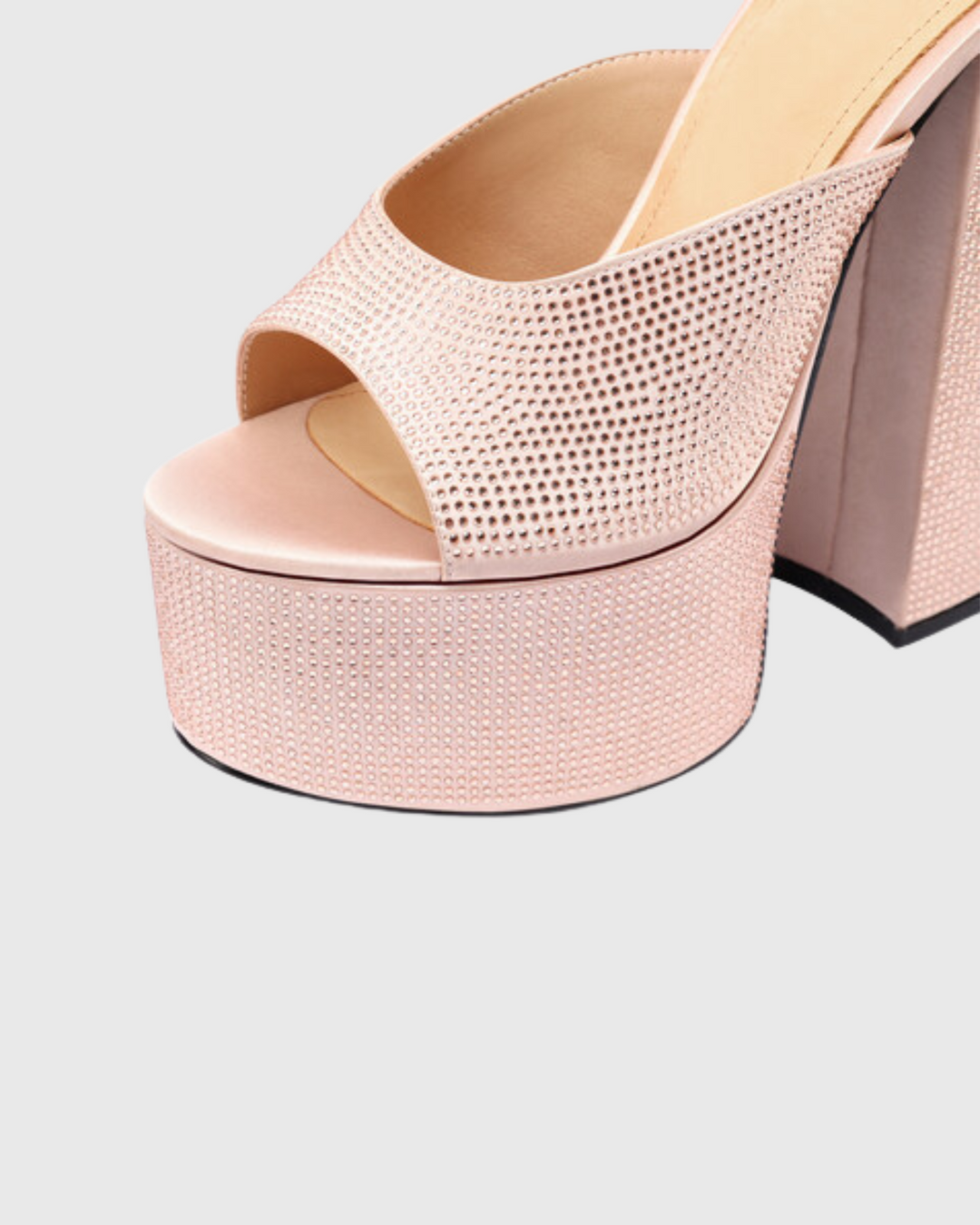 Ilenia | Women's Rhinestone Platform Heeled Sandals in Blush
