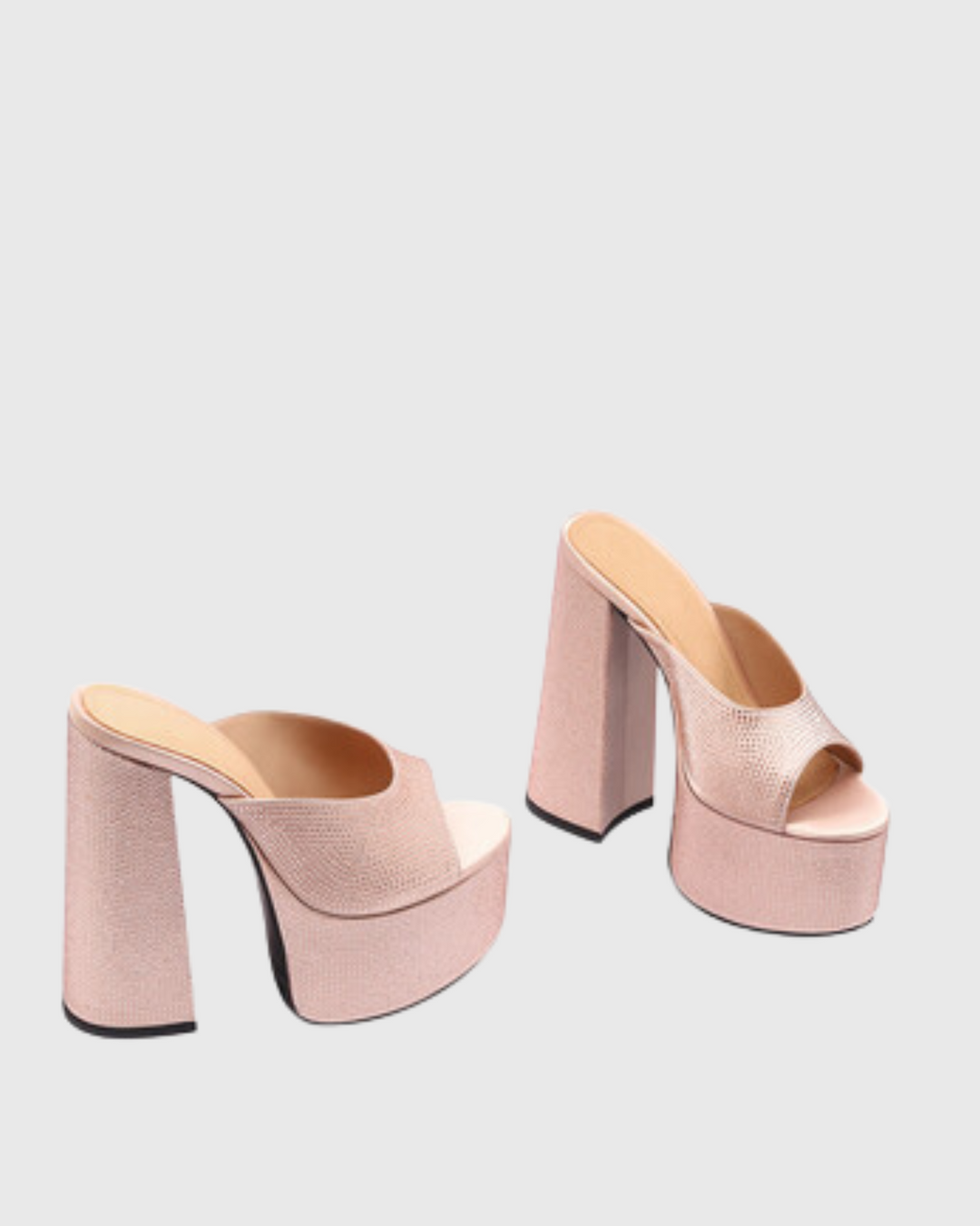Ilenia | Women's Rhinestone Platform Heeled Sandals in Blush