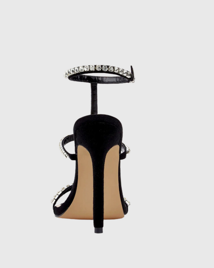 Iolanda | Women's Rhinestone Strap Heeled Sandals in Black