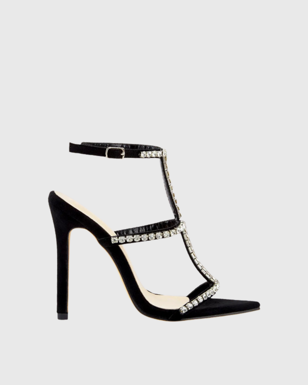 Iolanda | Women's Rhinestone Strap Heeled Sandals in Black