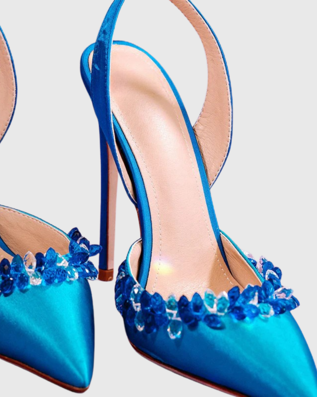 Irene | Women's Rhinestone Slingback Pumps in Blue