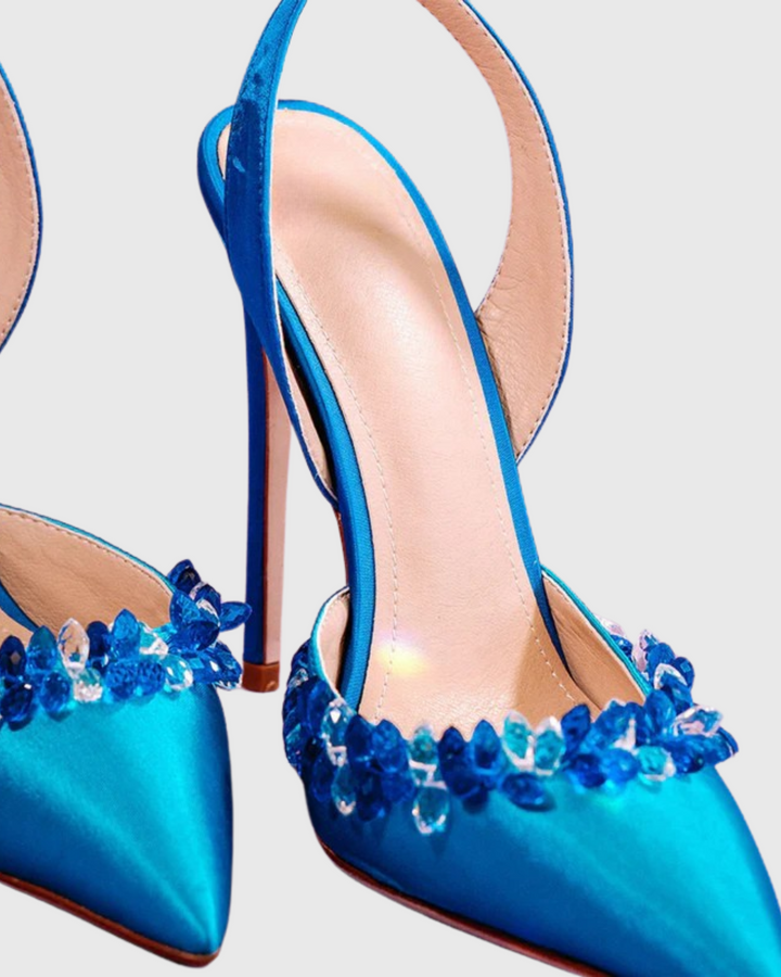 Irene | Women's Rhinestone Slingback Pumps in Blue