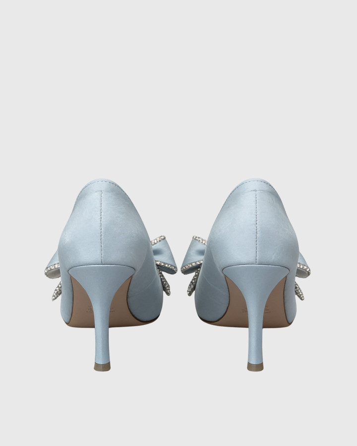 Kia Rhinestone Bow Pumps In Sky