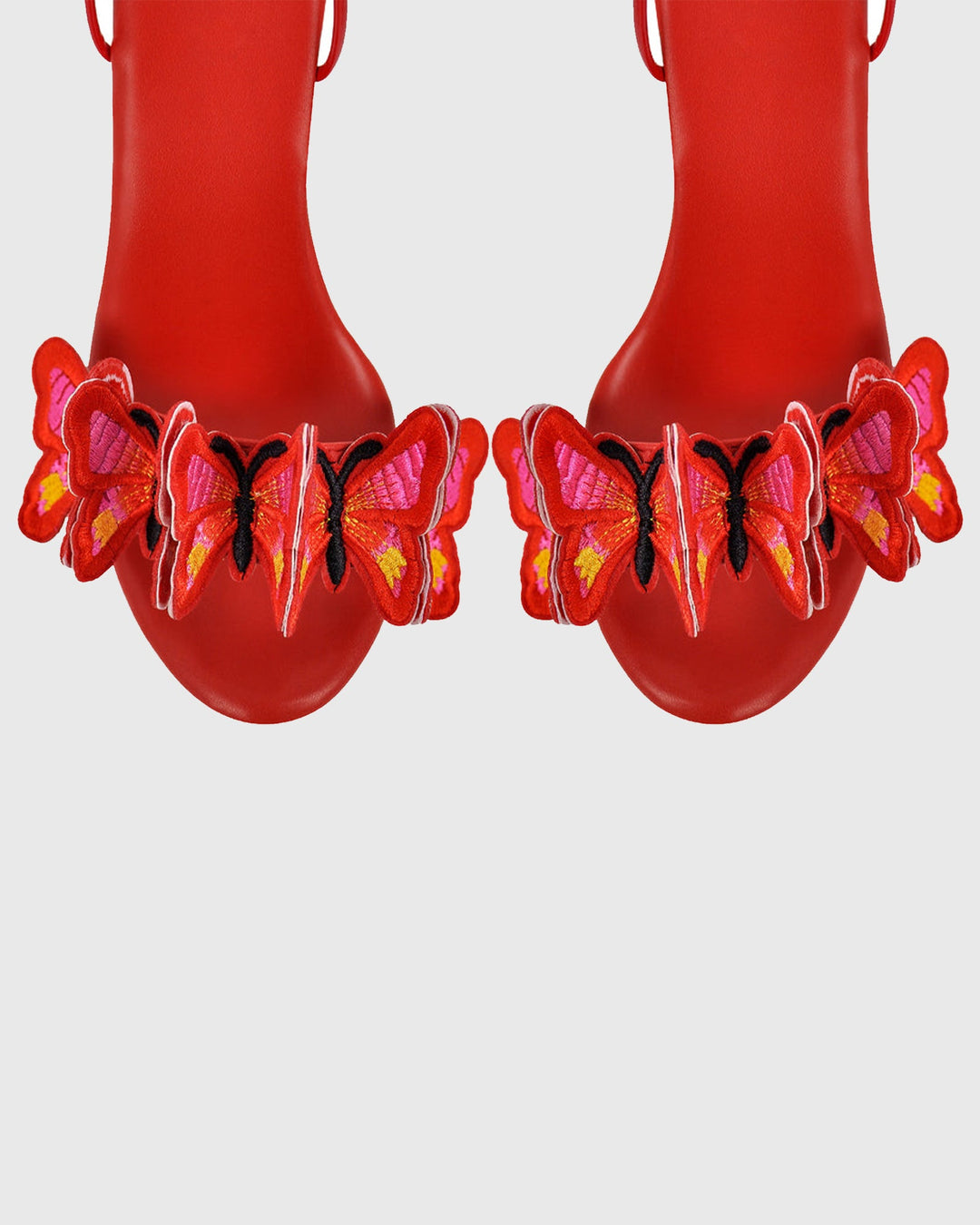Lelia Bow Embroidery Lace Up Platform Sandals In Red