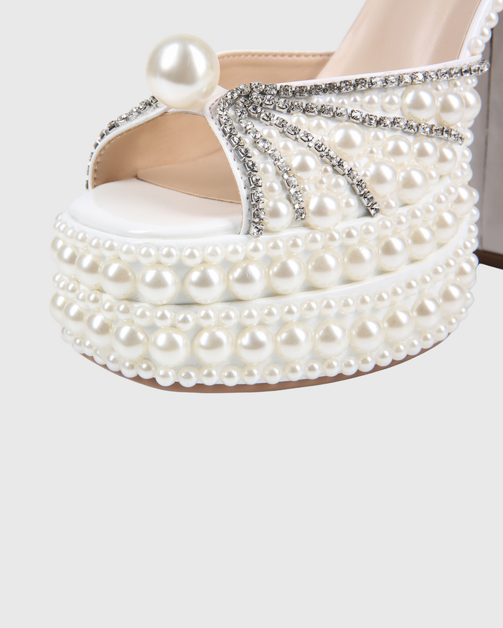 Liviana | Women's Rhinestone Pearl Platform Strap Sandals
