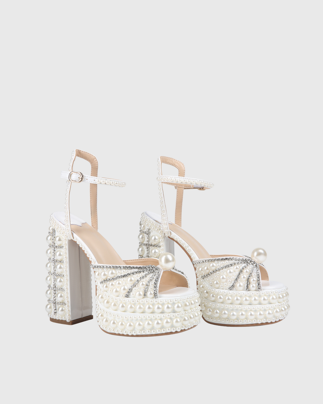 Liviana | Women's Rhinestone Pearl Platform Strap Sandals