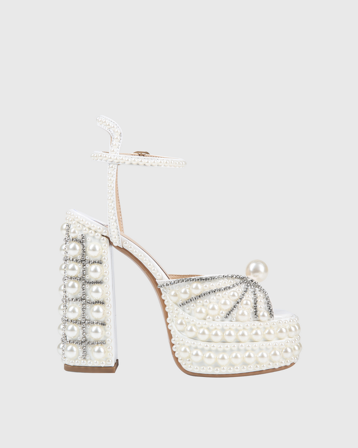 Liviana | Women's Rhinestone Pearl Platform Strap Sandals