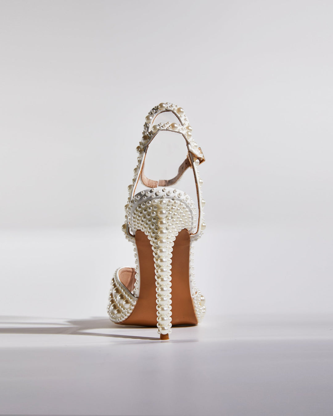Liviana | Women's Pearl Strap Heeled Sandals in Apricot