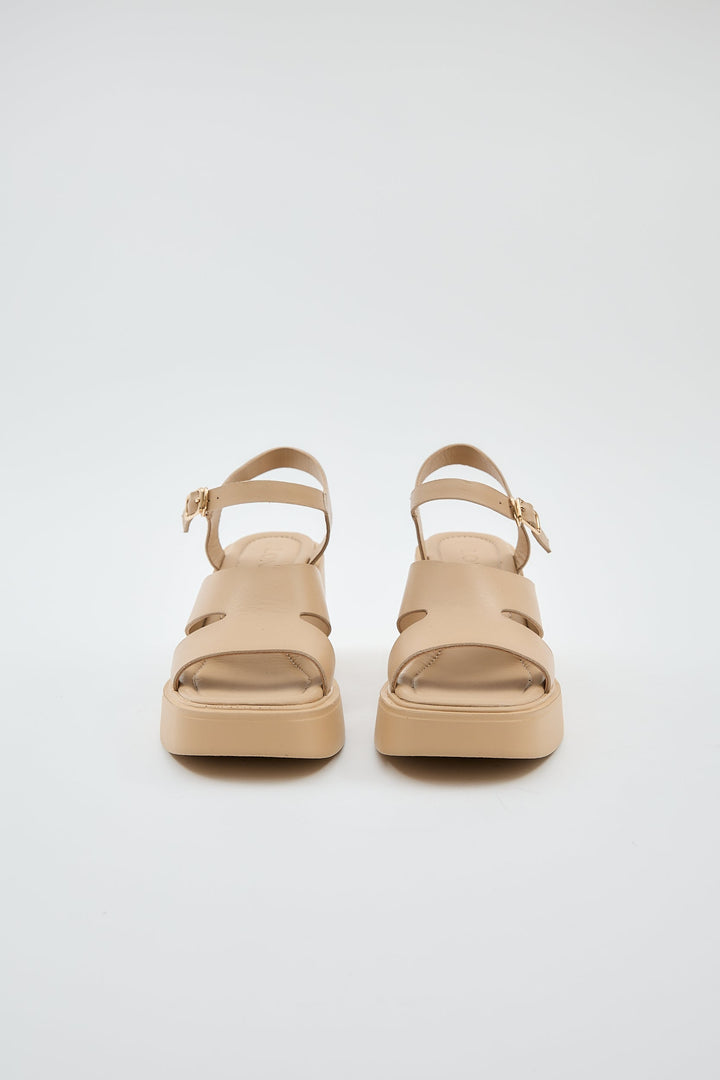 Giri | Women's Square Toe Slip-On Mules in Beige
