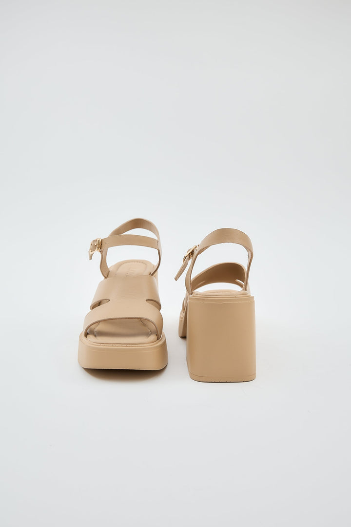 Giri | Women's Square Toe Slip-On Mules in Beige