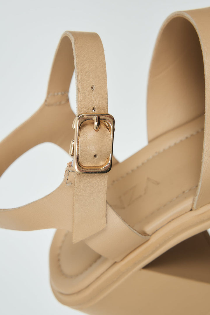 Giri | Women's Square Toe Slip-On Mules in Beige