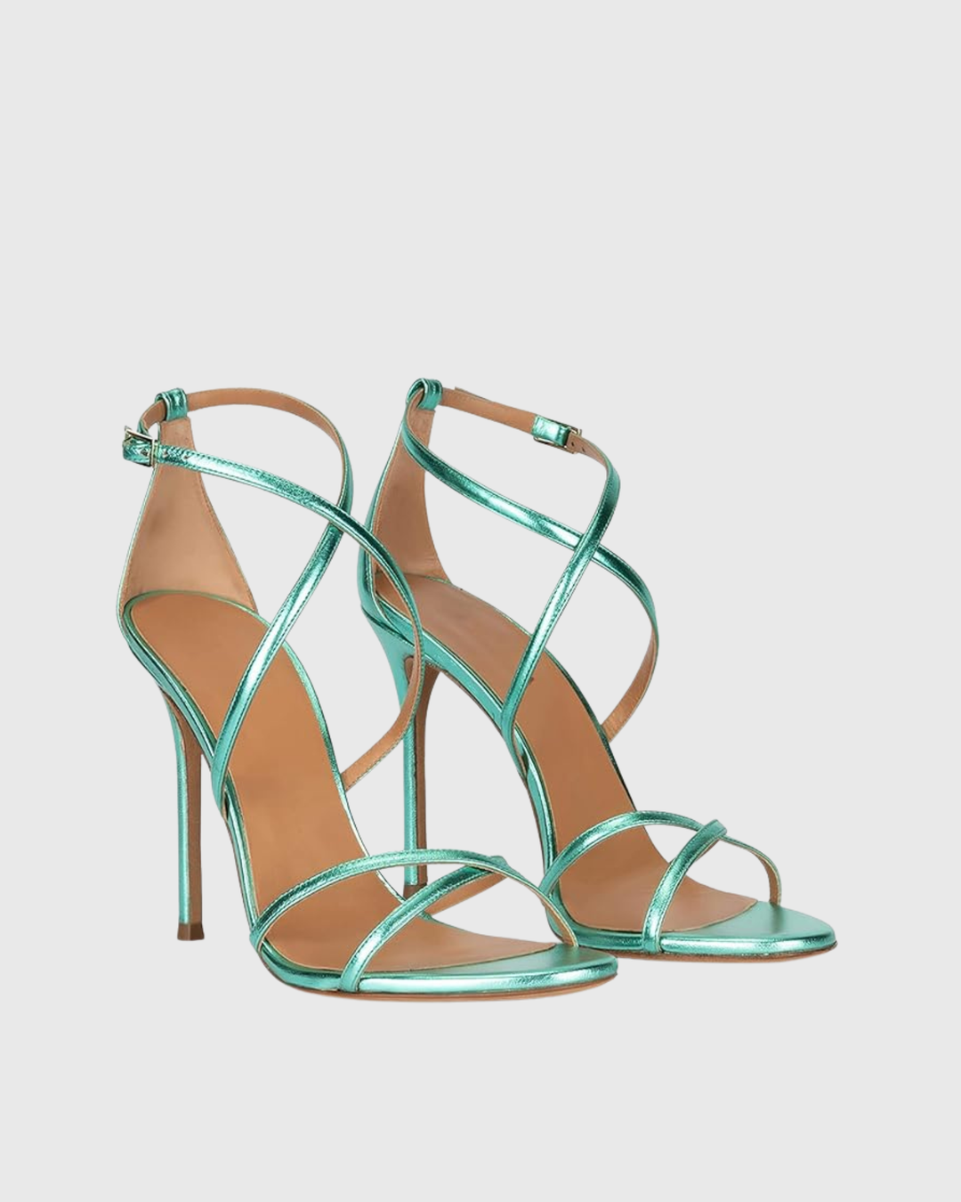 Morena | Women's Cross Strap Heeled Sandals in Mint