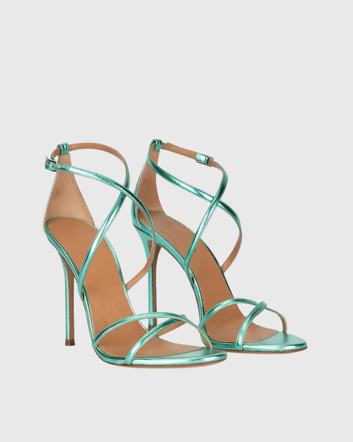 Morena | Women's Cross Strap Heeled Sandals in Mint