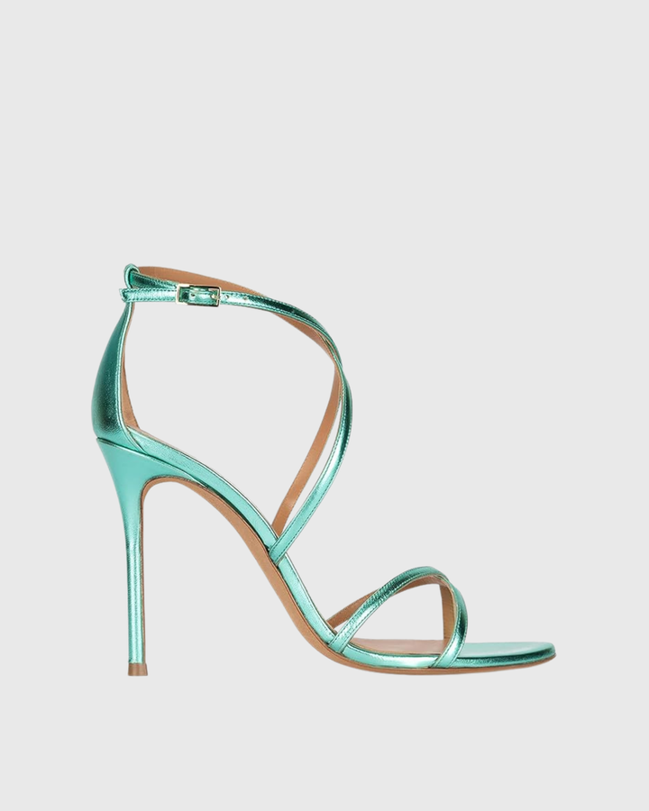 Morena | Women's Cross Strap Heeled Sandals in Mint