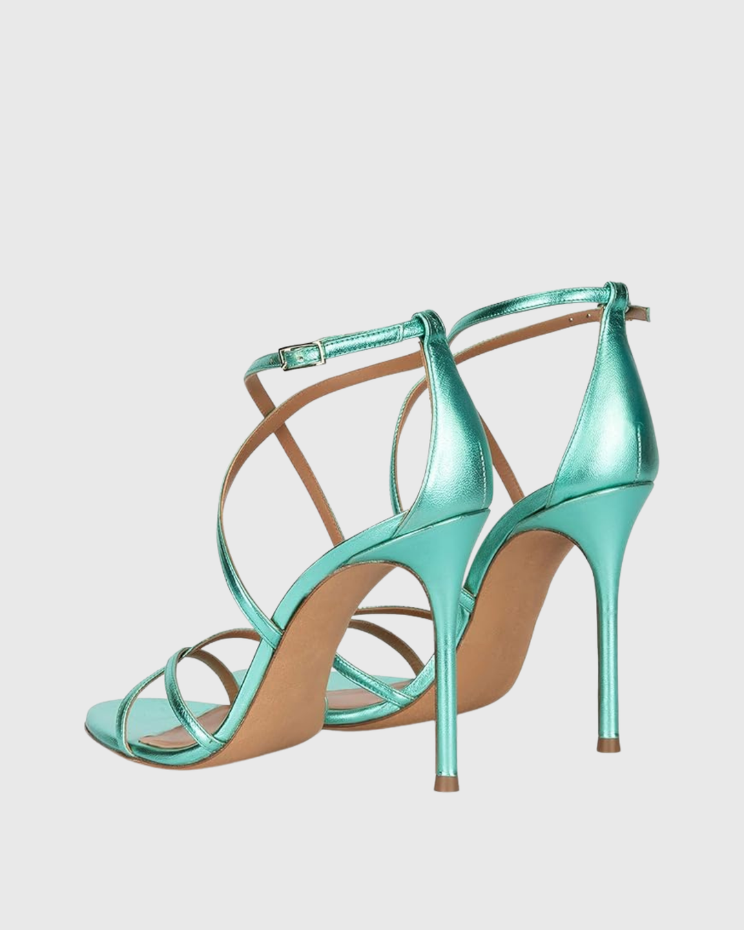 Morena | Women's Cross Strap Heeled Sandals in Mint