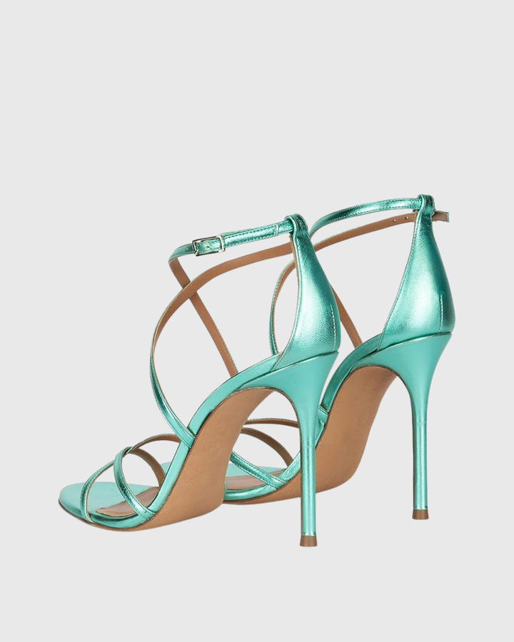 Morena | Women's Cross Strap Heeled Sandals in Mint