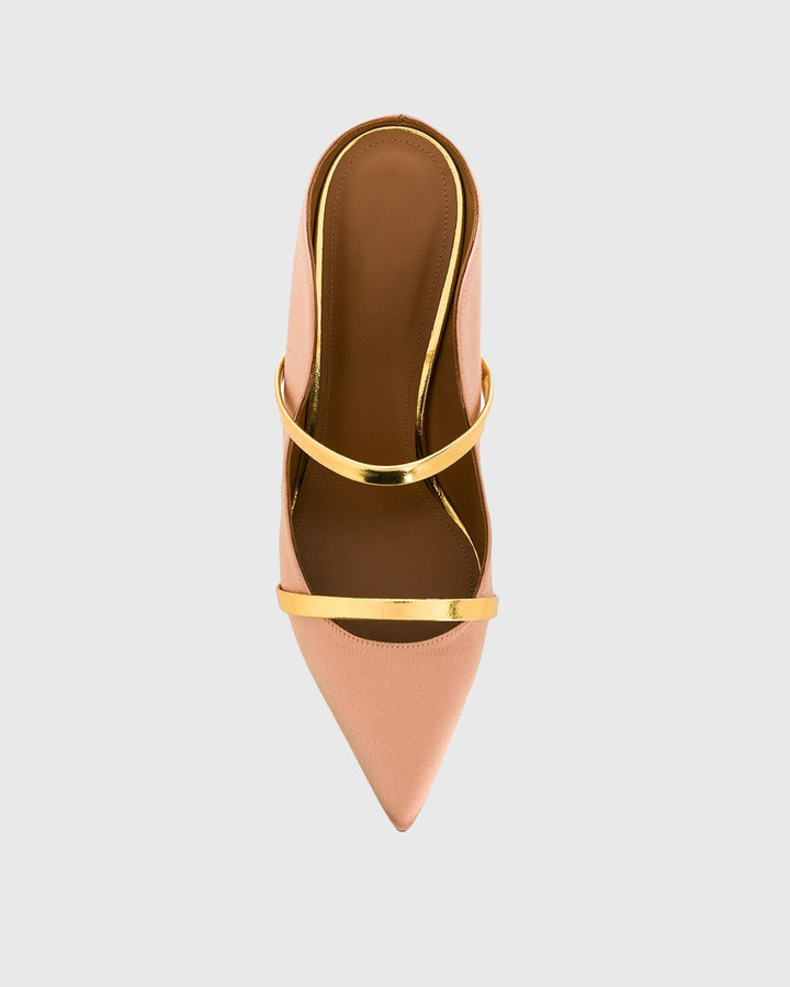 Narcisa Metal Ring Satin Pumps In Beige