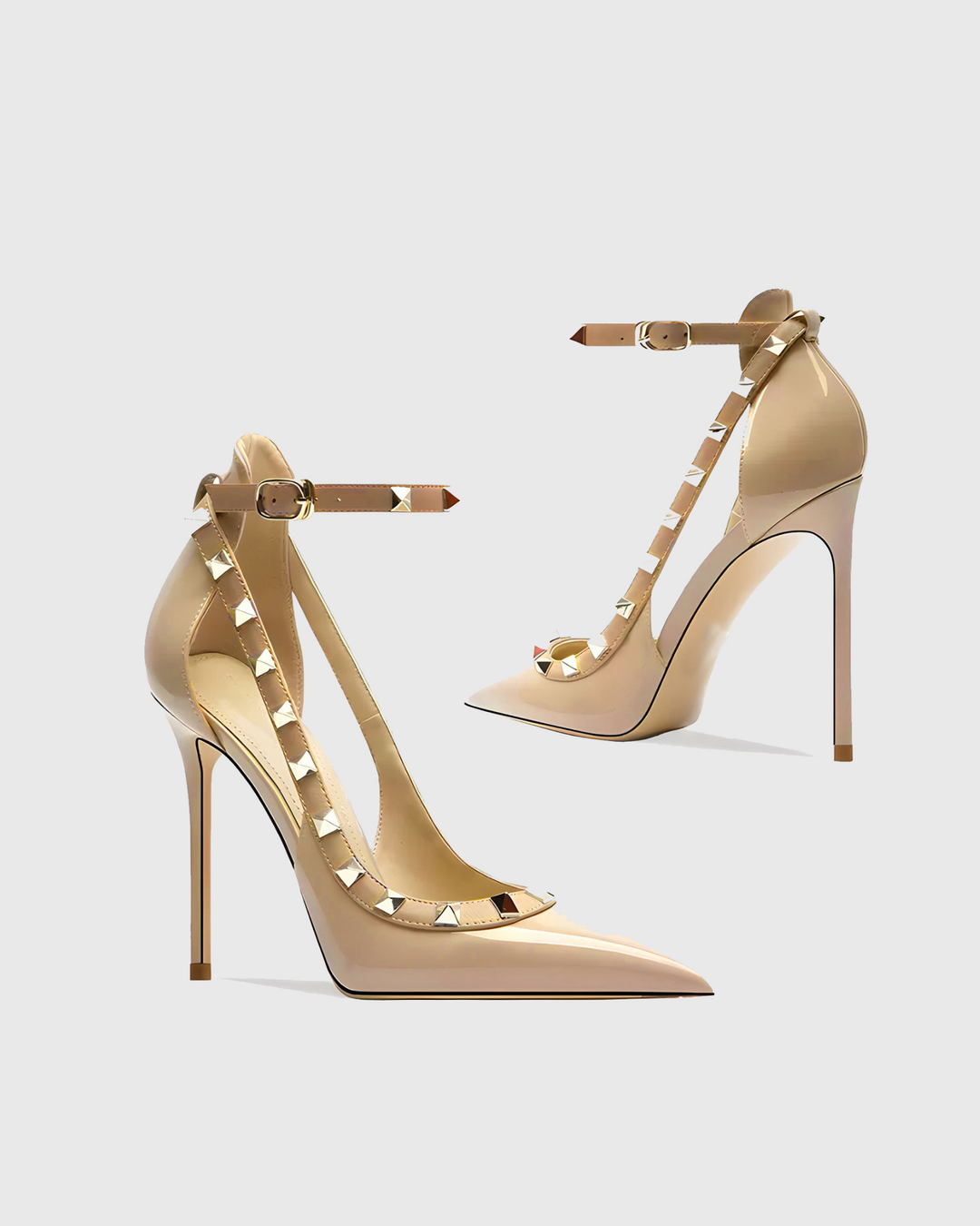Nella | Women's Rivet Cutout Strap Pumps in Natural