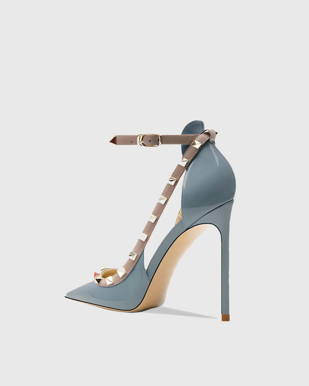 Nella | Women's Rivet Cutout Strap Pumps in Blue