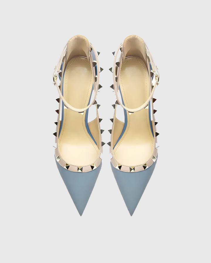Nella | Women's Rivet Cutout Strap Pumps in Blue