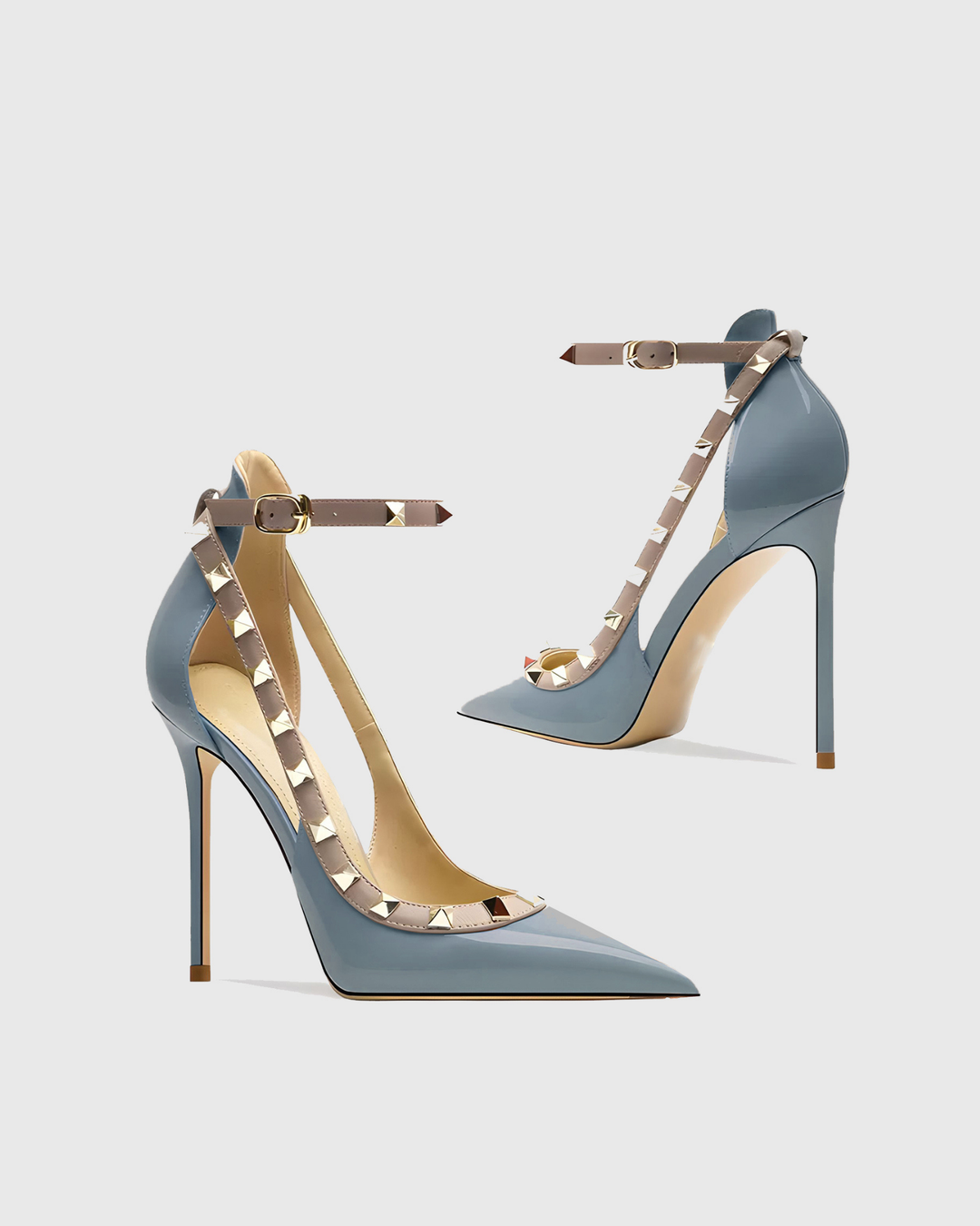 Nella | Women's Rivet Cutout Strap Pumps in Blue