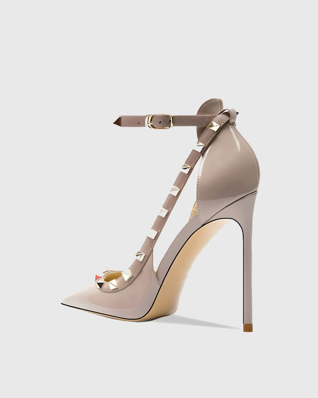Nella | Women's Rivet Cutout Strap Pumps in Pink