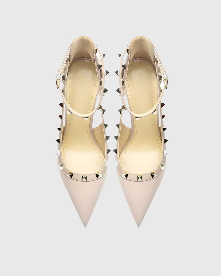 Nella | Women's Rivet Cutout Strap Pumps in Pink