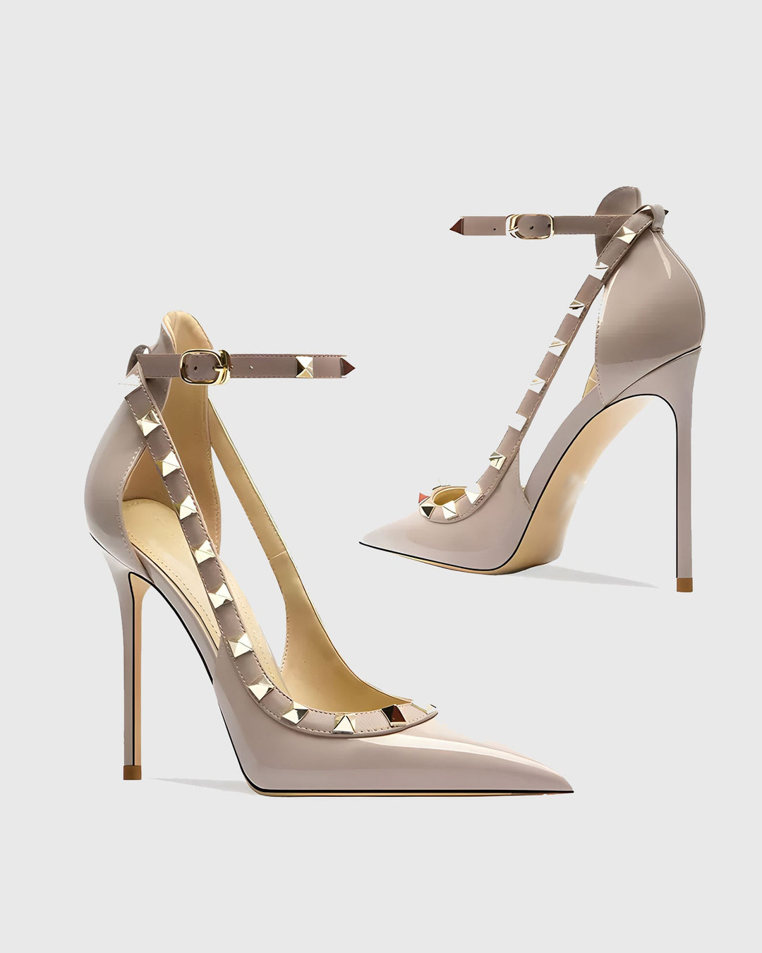 Nella | Women's Rivet Cutout Strap Pumps in Pink