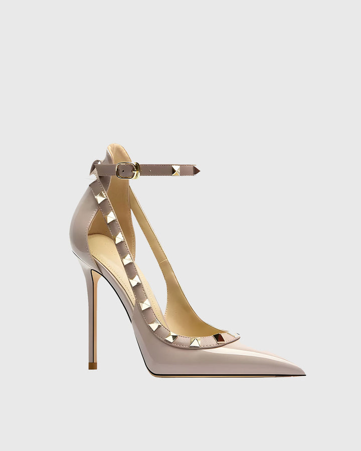 Nella | Women's Rivet Cutout Strap Pumps in Pink