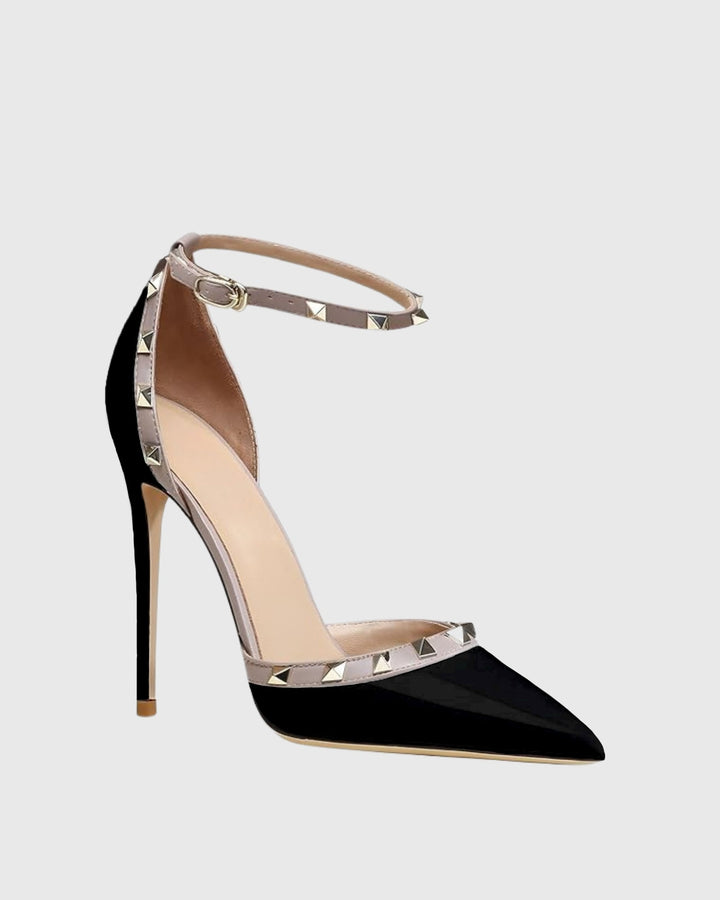 Nella | Women's Rivet Strap Pumps in Black