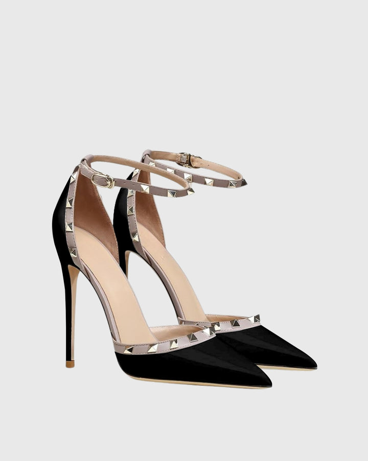 Nella | Women's Rivet Strap Pumps in Black