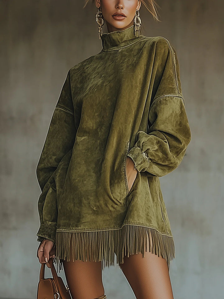 Faja | Cozy Suede Fringe Dress