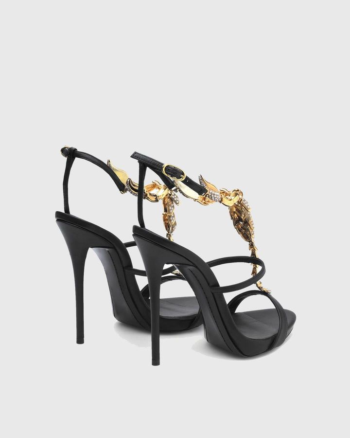 Pia | Women's Rhinestone Scorpion Strap Heeled Sandals