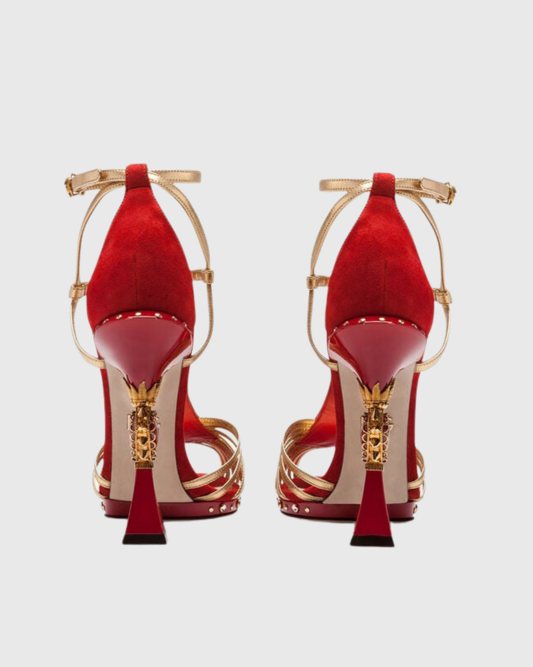 Ryan | Women's Cage Heart Sculptural Heeled Pumps in Red