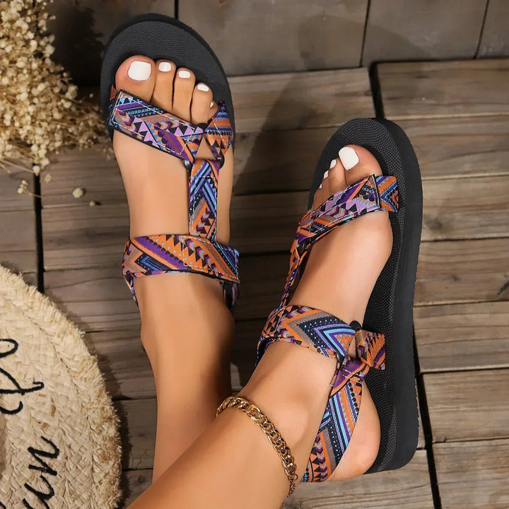 Bohemian Sandal with Thick Sole | Bold Color, All-Day Comfort
