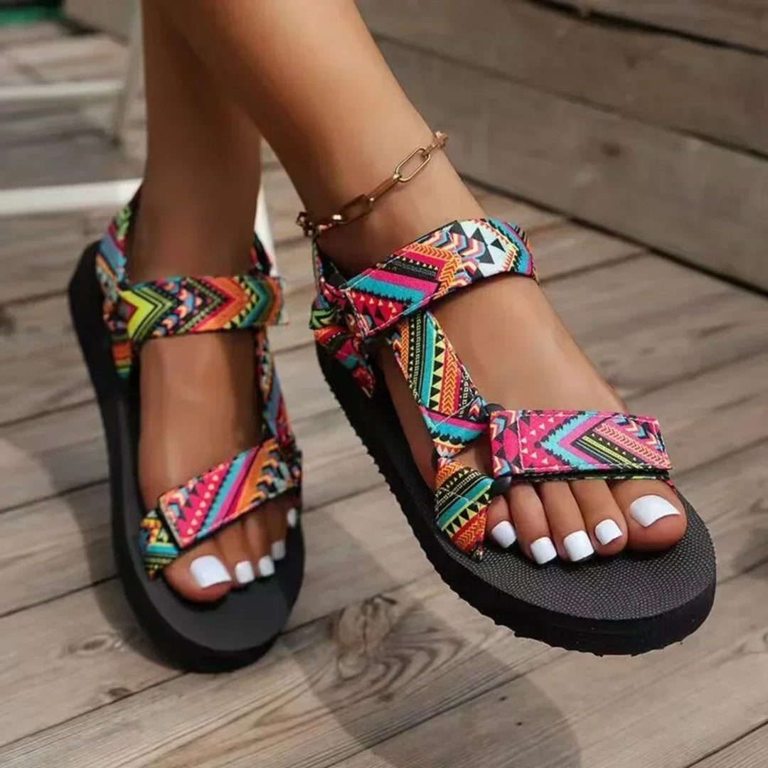 Bohemian Sandal with Thick Sole | Bold Color, All-Day Comfort