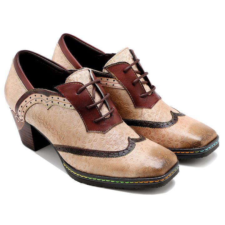 Bohemian Hand-printed Leather Pumps