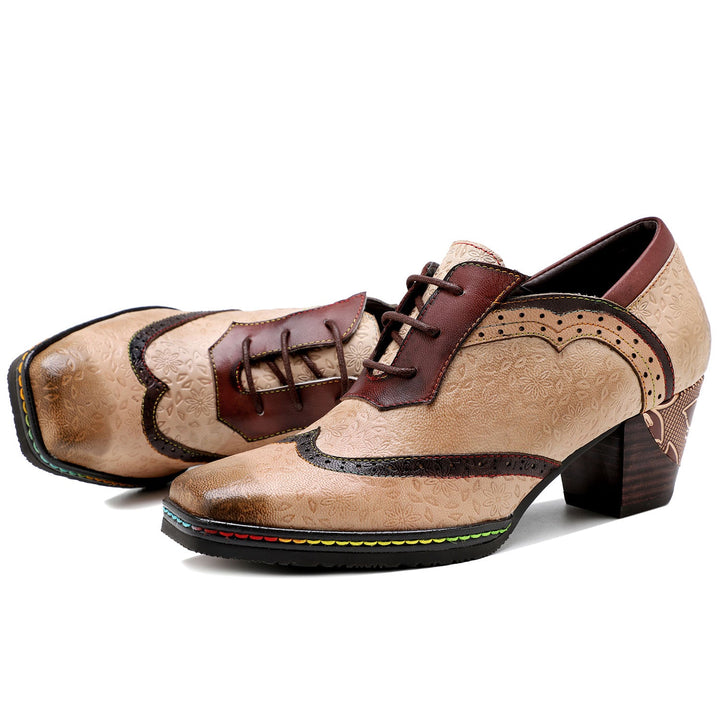Bohemian Hand-printed Leather Pumps