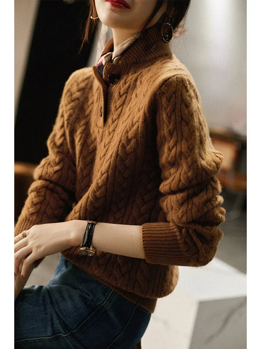 Arden Button-Up Cashmere Sweater