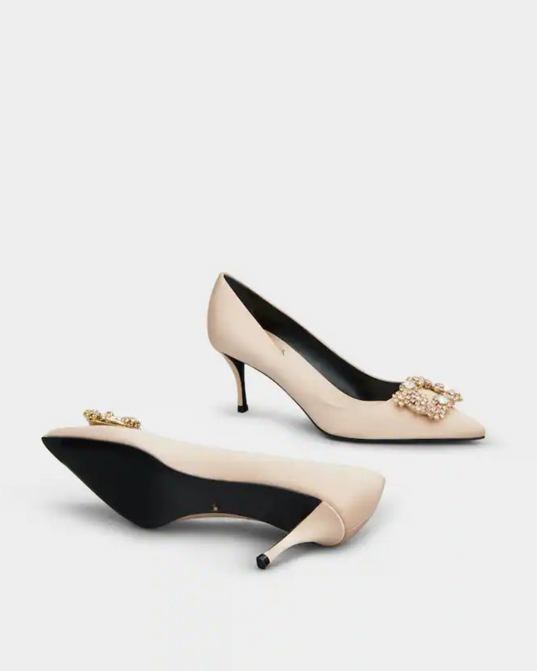 Sadah | Women's Rhinestone Buckle Pumps in Champagne