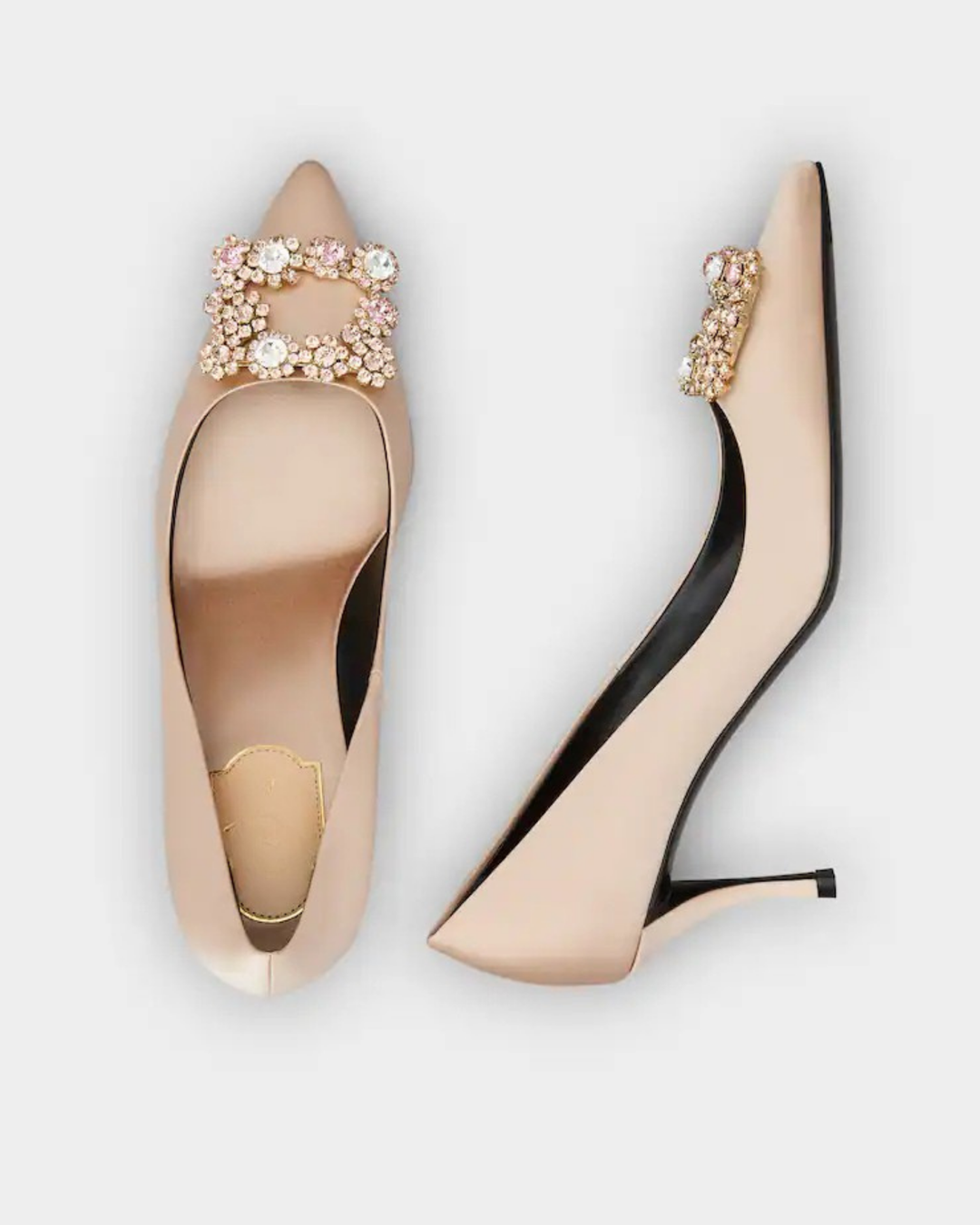 Sadah | Women's Rhinestone Buckle Pumps in Champagne