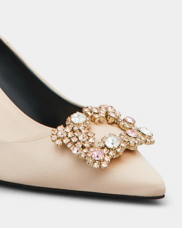 Sadah | Women's Rhinestone Buckle Pumps in Champagne