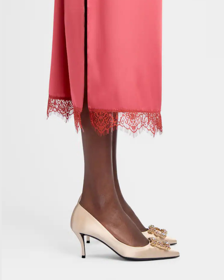 Sadah | Women's Rhinestone Buckle Pumps in Champagne
