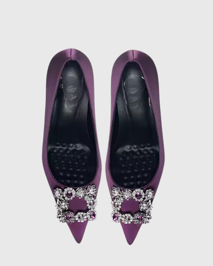 Sadah | Women's Rhinestone Buckle Pumps in Purple