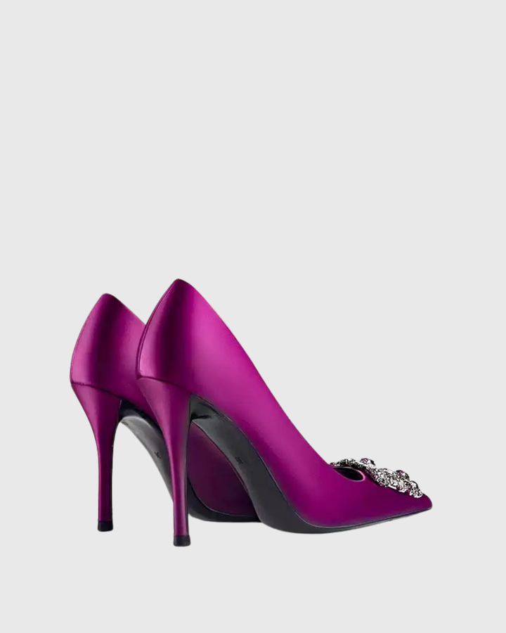 Sadah | Women's Rhinestone Buckle Pumps in Purple