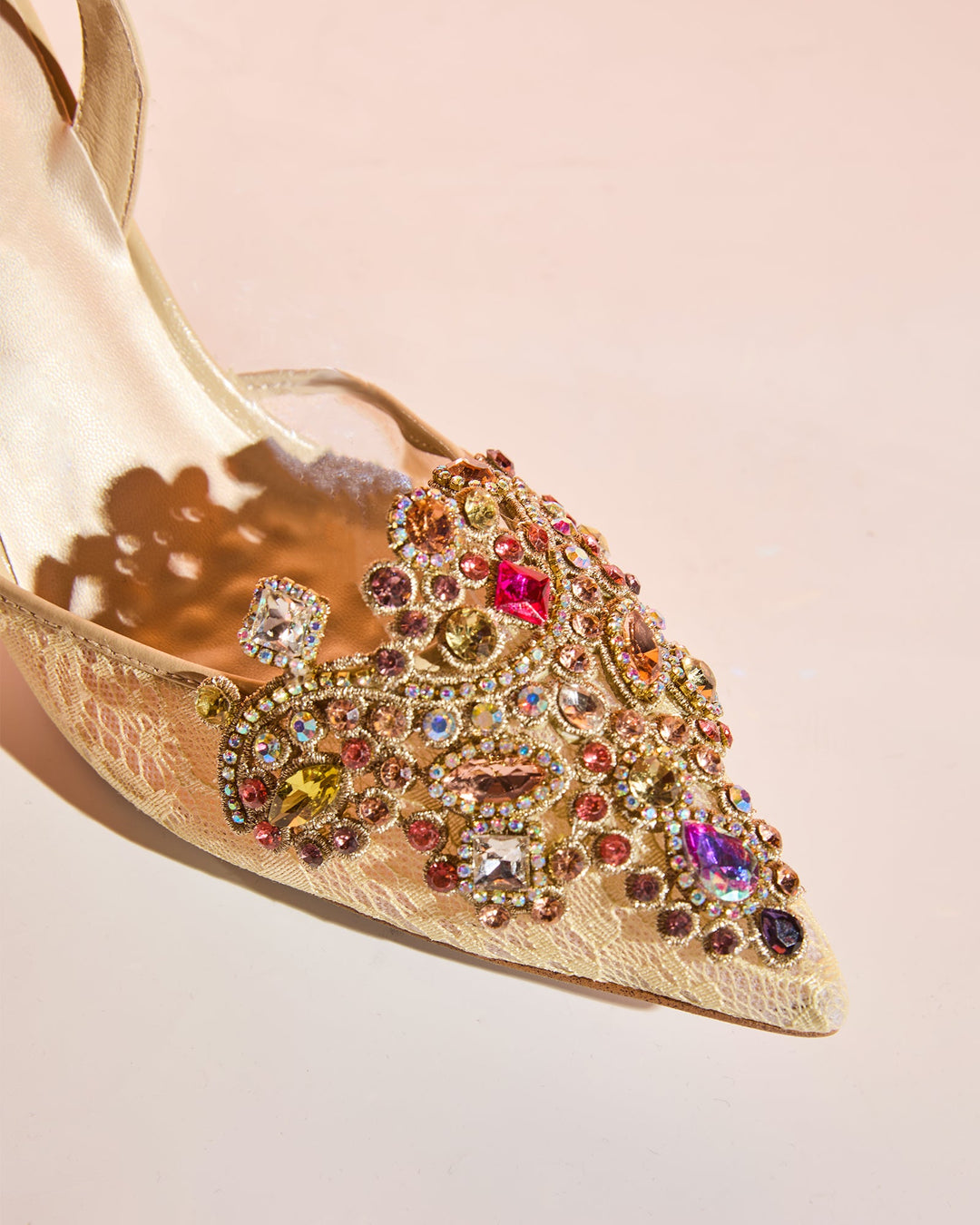 Sadb Diamond Embroidery Slingback Pumps In Nude
