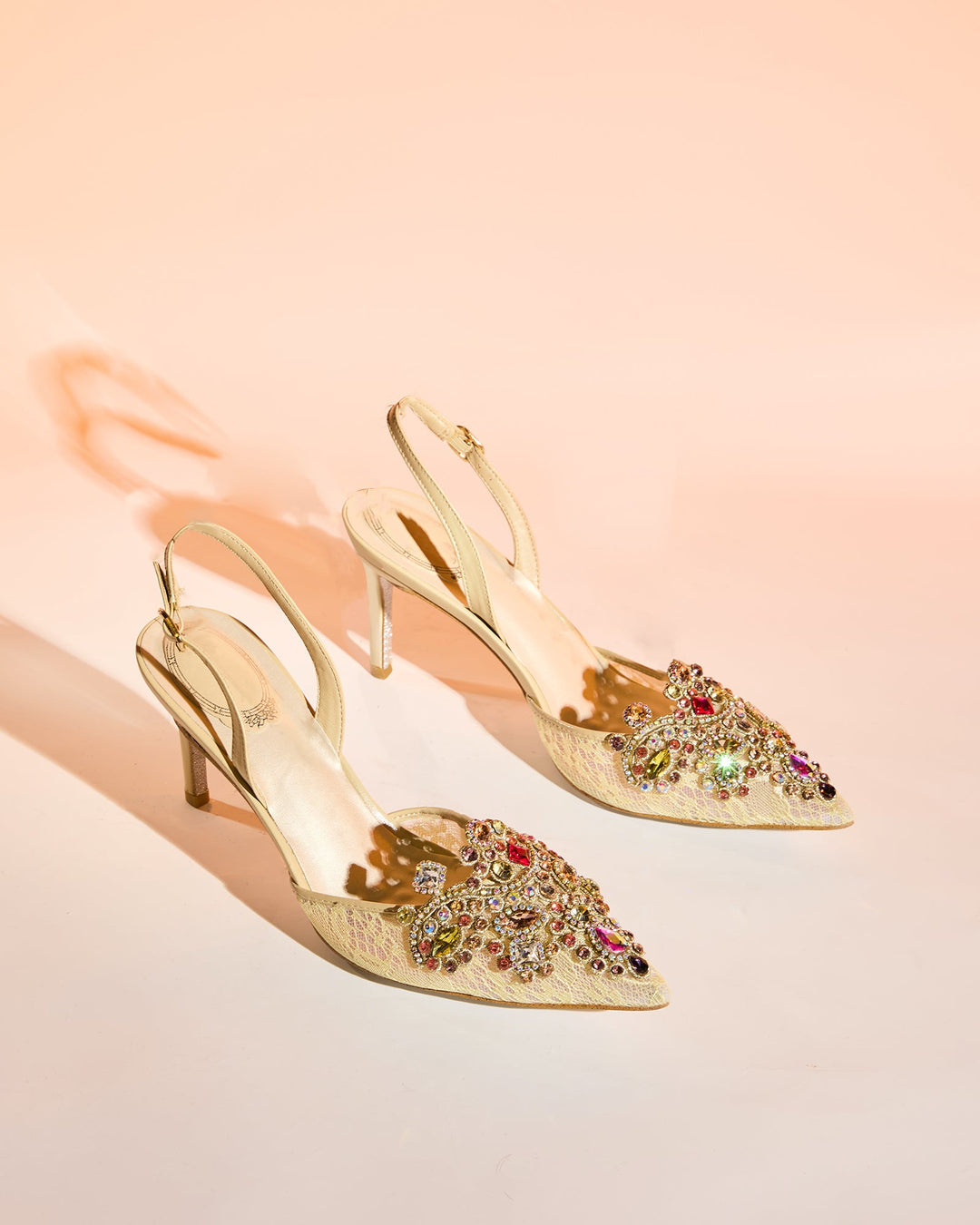 Sadb Diamond Embroidery Slingback Pumps In Nude