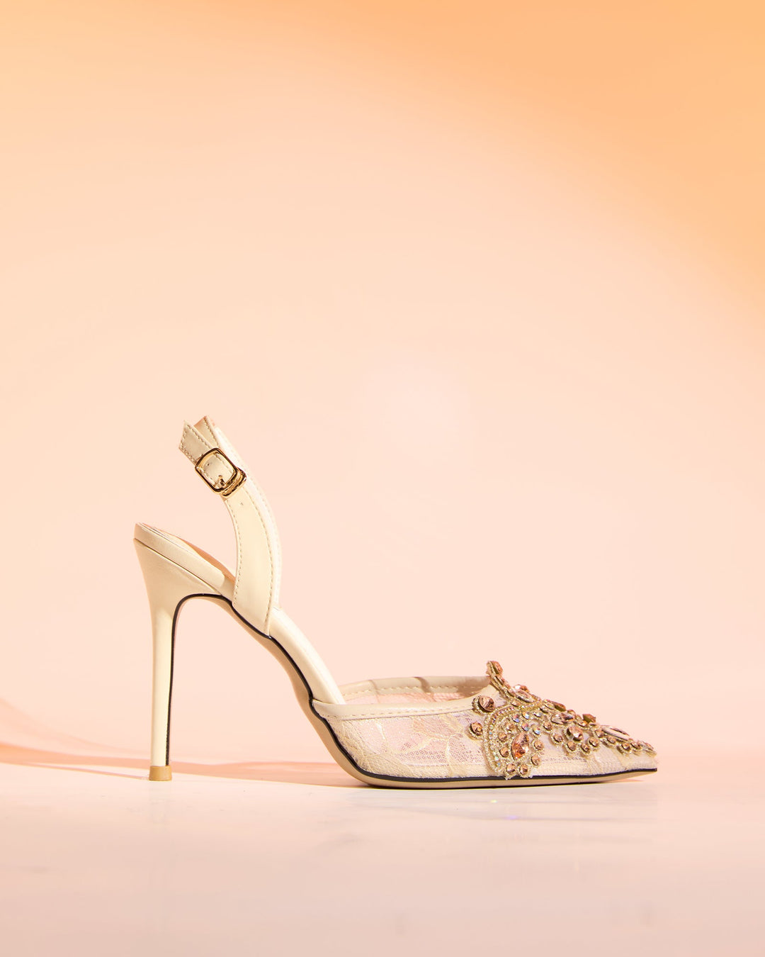 Sadb | Women's Diamond Embroidery Pumps in Apricot