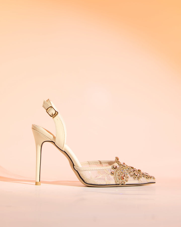 Sadb | Women's Diamond Embroidery Pumps in Apricot