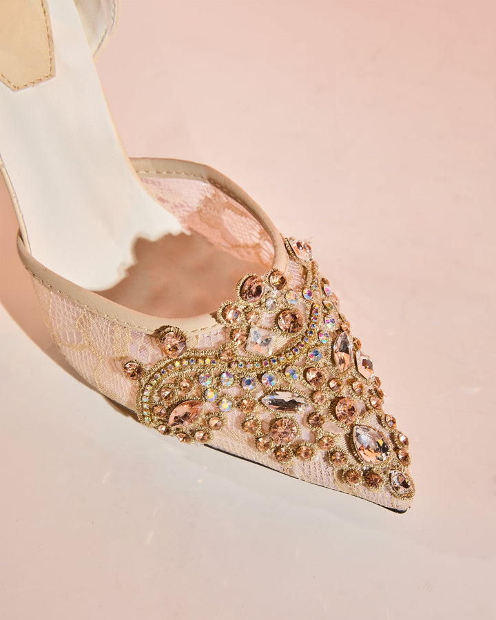 Sadb | Women's Diamond Embroidery Pumps in Apricot